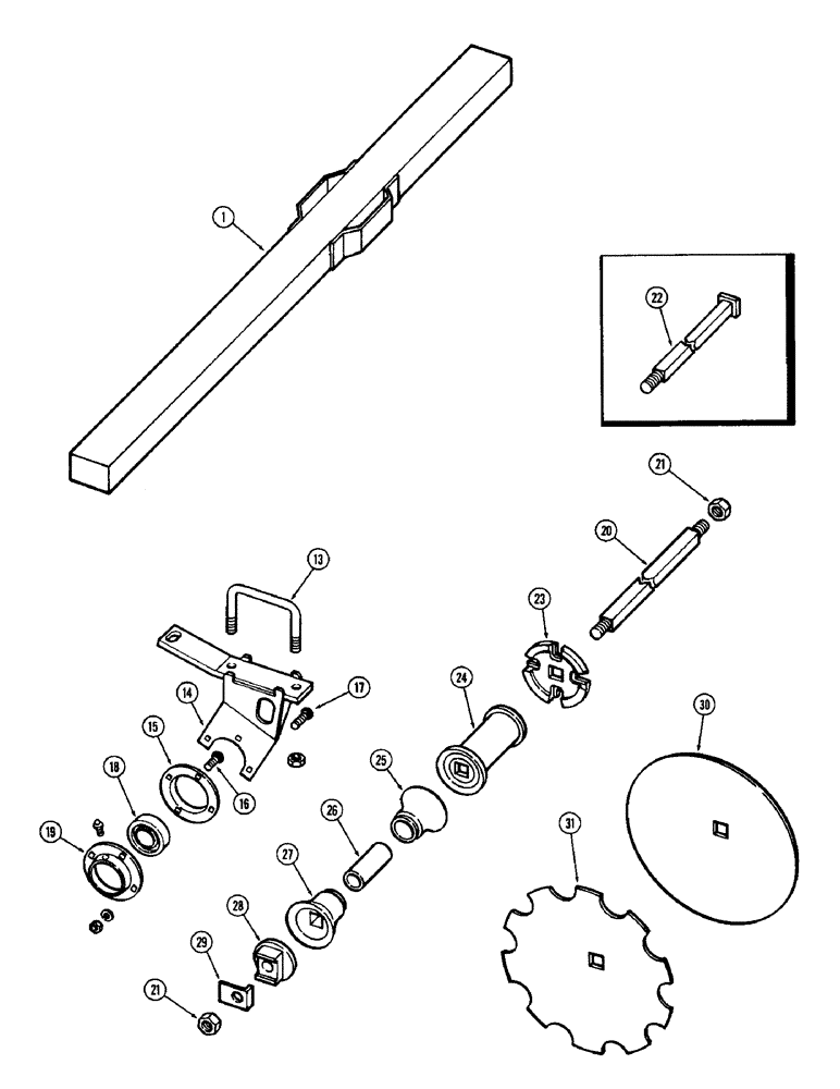Схема запчастей Case IH F21 - (034) - REAR LEFT GANG, 7 INCH SPACING, F21, F21-7-144 & 158 