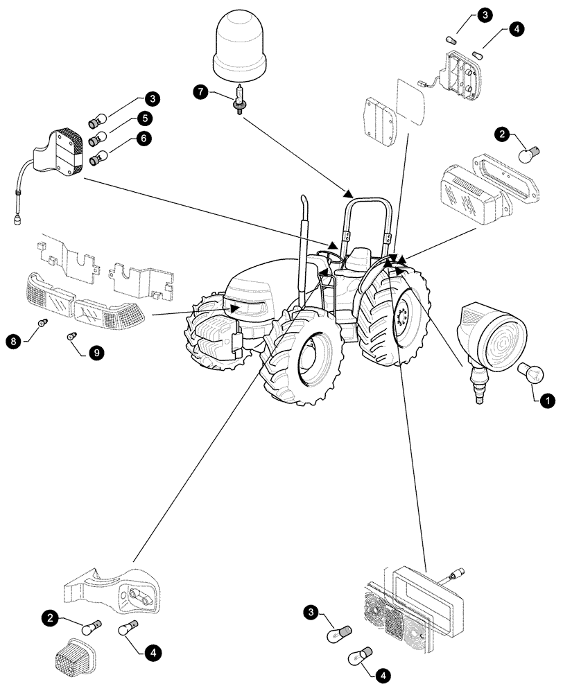 Схема запчастей Case IH JX1095C - (0.05.4[04]) - MAINTENANCE PARTS - BULBS (00) - GENERAL