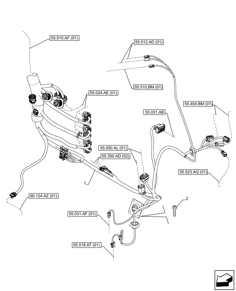Схема запчастей Case IH PUMA 165 - (55.510.AF[02]) - CAB, MAIN HARNESS (55) - ELECTRICAL SYSTEMS