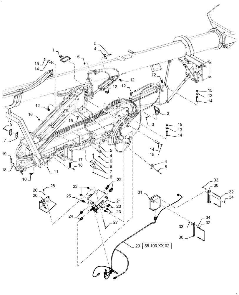 Схема запчастей Case IH 4765 - (35.100.XX[02]) - AUGER HYDRUALICS 460/555/580 BUSHEL (35) - HYDRAULIC SYSTEMS