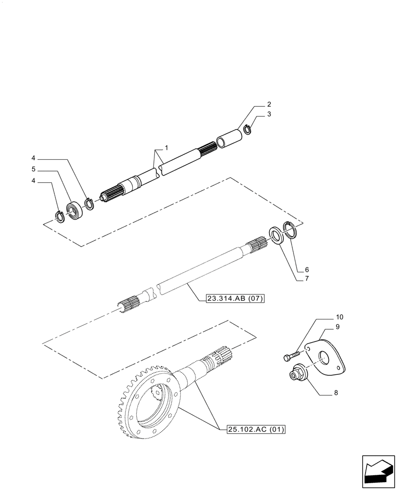Схема запчастей Case IH PUMA 165 CVT - (23.314.AB[06]) - VAR - 391138, 758022 - PROPELLER SHAFT, CVT (23) - FOUR WHEEL DRIVE SYSTEM