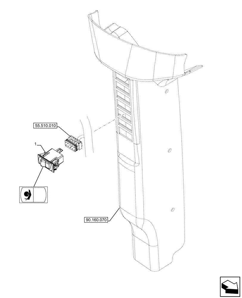 Схема запчастей Case IH FARMALL 110U - (55.513.020) - VAR - 334114, 334117, 334779, 334780 - CREEPER SWITCH (55) - ELECTRICAL SYSTEMS