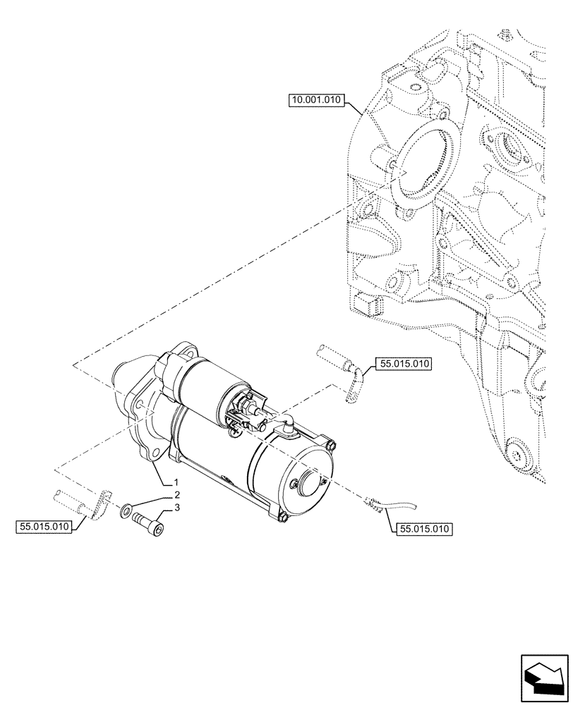 Схема запчастей Case IH FARMALL 120U - (55.201.010) - VAR - 334773, 391263 - STARTER MOTOR (55) - ELECTRICAL SYSTEMS