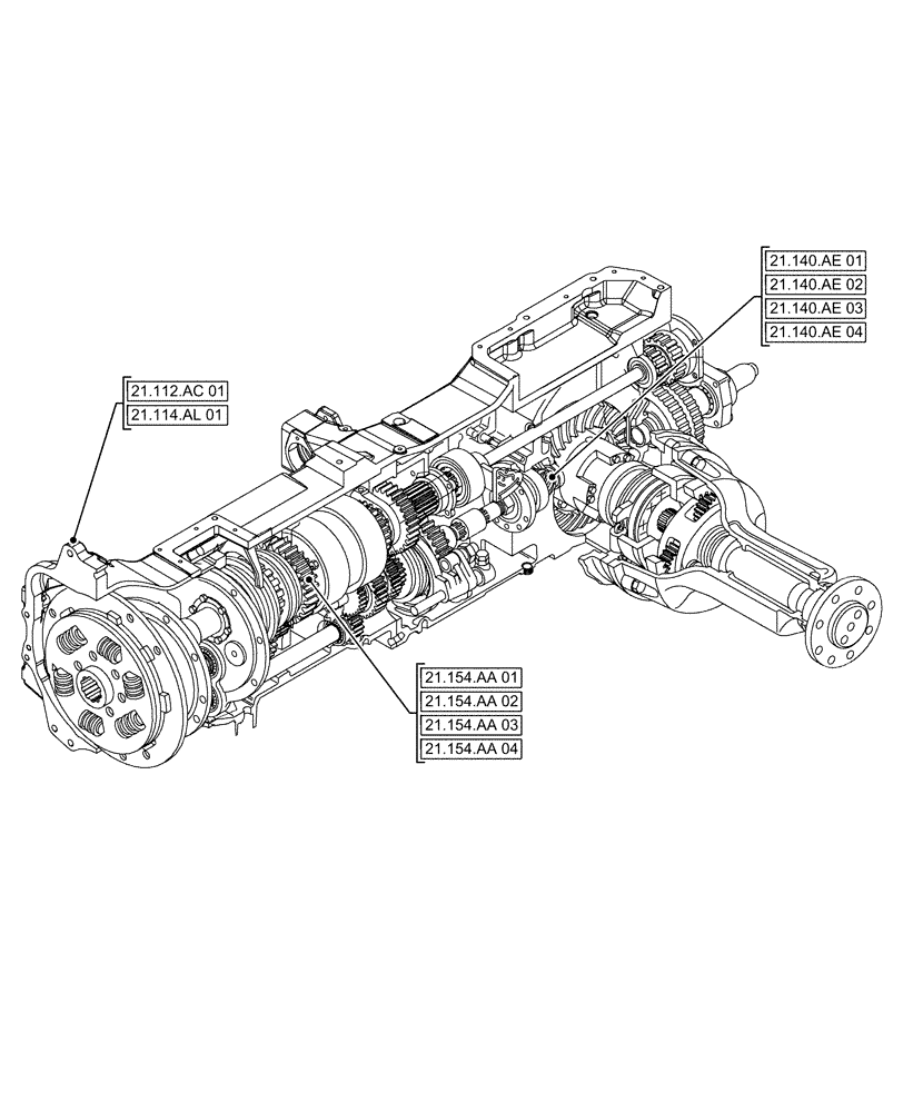 Схема запчастей Case IH FARMALL 110A - (00.000.21[01]) - PICTORIAL INDEX - TRANSMISSION (00) - GENERAL & PICTORIAL INDEX