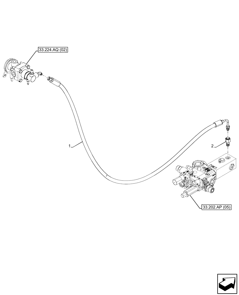 Схема запчастей Case IH PUMA 220 - (33.224.AQ[02]) - VAR - 337481, 227482, 227484, 337487, 337488, 337491 - TRAILER BRAKE VALVE, PIPE (33) - BRAKES & CONTROLS