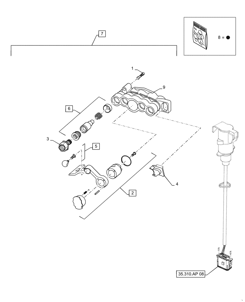 Схема запчастей Case IH L765 - (35.310.AP[03]) - VAR - 713621006 - CONVERSION KIT - FLAT FACE TO MC-4 COUPLING (35) - HYDRAULIC SYSTEMS