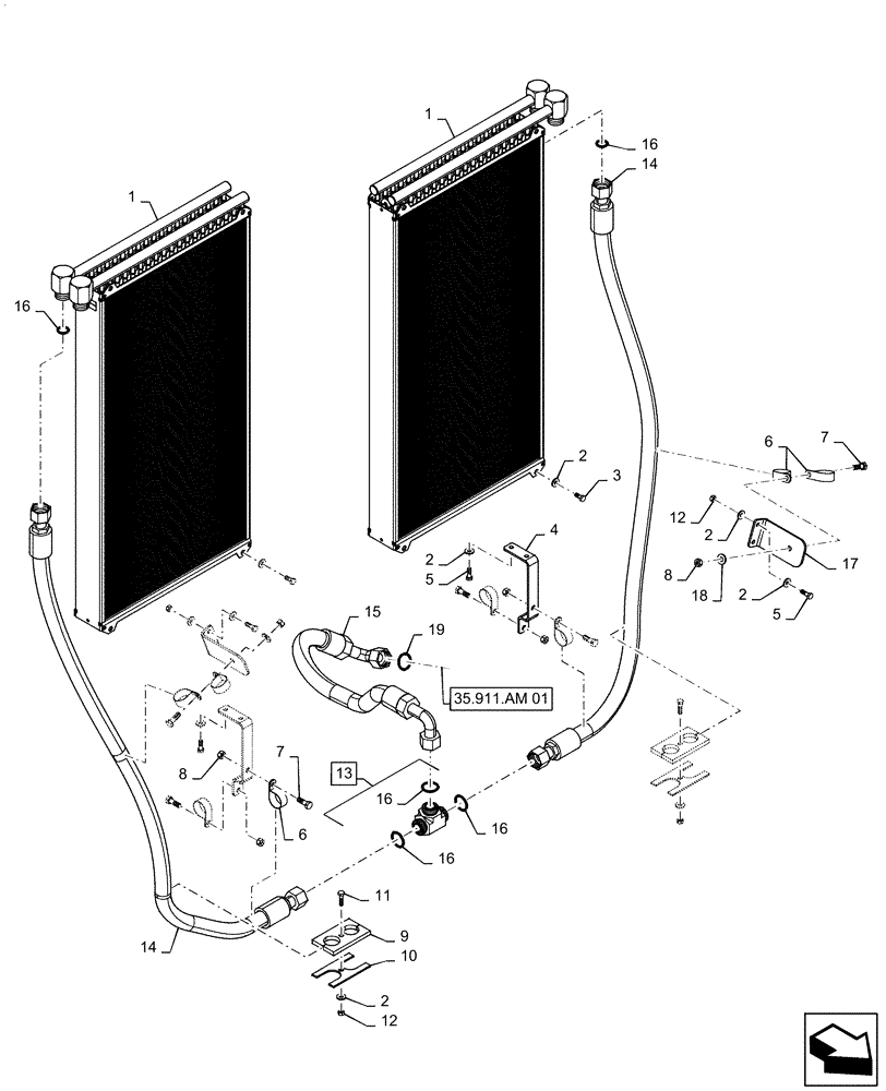 Схема запчастей Case IH PATRIOT 2250 - (35.300.AB[01]) - HYDRAULIC OIL COOLER, AND LINES (35) - HYDRAULIC SYSTEMS