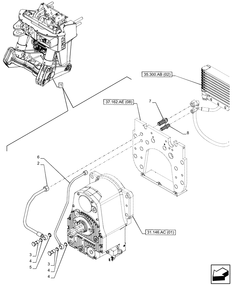 Схема запчастей Case IH PUMA 200 - (31.142.AF[02]) - VAR - 758093, 758247 - FRONT, 3 POINT HITCH, W/ COUPLING, FRONT PTO, LINE (31) - IMPLEMENT POWER TAKE OFF