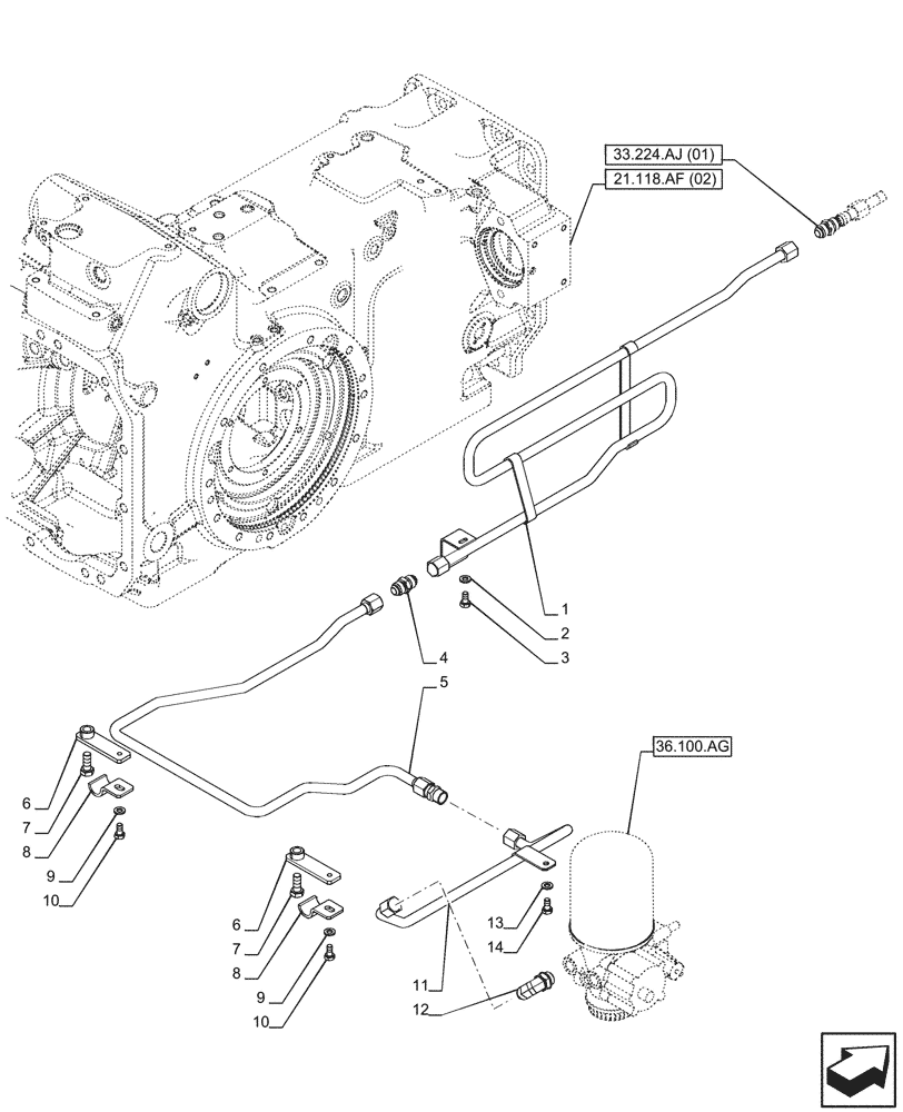 Схема запчастей Case IH PUMA 150 - (33.224.AJ[03]) - VAR - 758038, 758039, 758041, 758042, 758043, 758044 - TRAILER, BRAKE, COMPRESSOR, INLINE (33) - BRAKES & CONTROLS