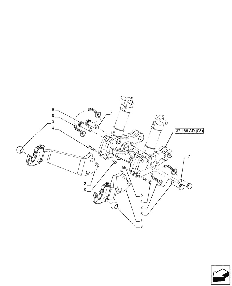 Схема запчастей Case IH PUMA 165 - (37.166.AE[02]) - VAR - 758088, 758089, 758090, 758091, 758092, 758093, 758245, 758246, 758247 - 3 POINT HITCH, FRONT, INTEGRATED HYDRAULIC LIFT, LINK (37) - HITCHES, DRAWBARS & IMPLEMENT COUPLINGS