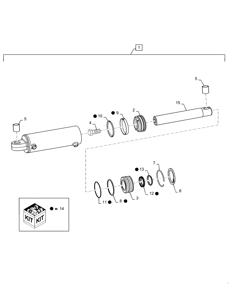 Схема запчастей Case IH MAGNUM 280 - (35.116.AH[03]) - CYLINDER ASSY, HITCH, 115MM (35) - HYDRAULIC SYSTEMS