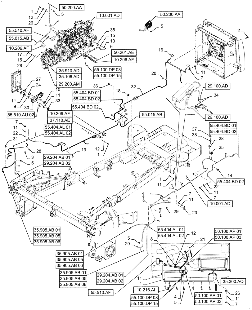 Схема запчастей Case IH WD2304 - (55.100.BZ[01]) - REAR FRAME ELECTRIC SYSTEM CONTROL (55) - ELECTRICAL SYSTEMS
