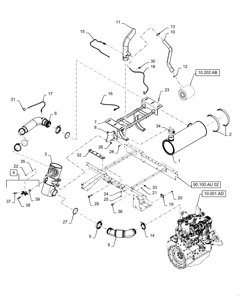 Схема запчастей Case IH WD1504 - (10.500.AO) - EXHAUST SYSTEM, SCR (10) - ENGINE