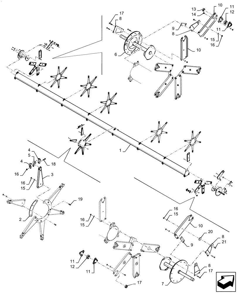 Схема запчастей Case IH 3152 - (60.101.03[02]) - REEL, ASSY, CENTER TUBE 35FT (60) - PRODUCT FEEDING