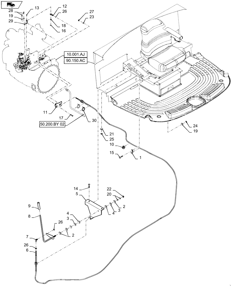 Схема запчастей Case IH WD1204 - (55.525.AL) - THROTTLE CONTROL, 4 CYLINDER (55) - ELECTRICAL SYSTEMS