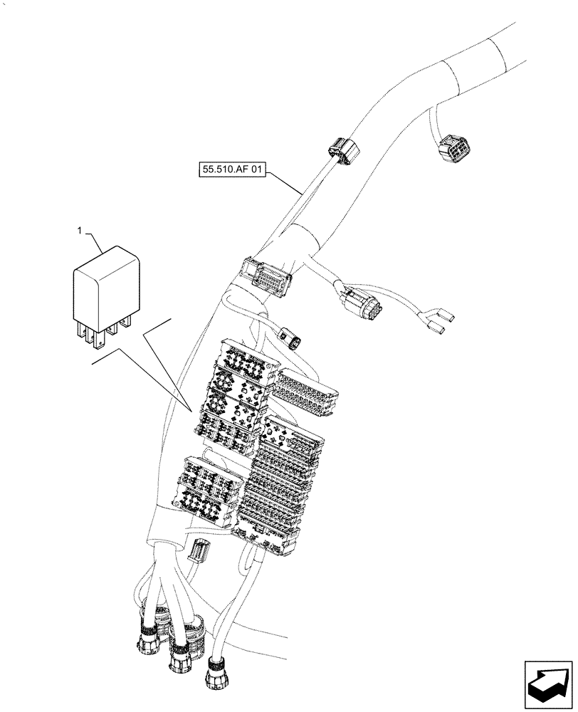 Схема запчастей Case IH PUMA 2304 - (55.100.DO[01]) - VAR - 391205, 758338 - WORK LIGHT, RELAY (55) - ELECTRICAL SYSTEMS