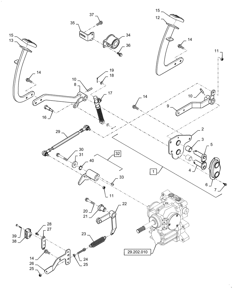 Схема запчастей Case IH FARMALL 35C - (29.200.AN[01]) - HYDROSTATIC TRANSMISSION CONTROL, FARMALL 35C, CAB (29) - HYDROSTATIC DRIVE