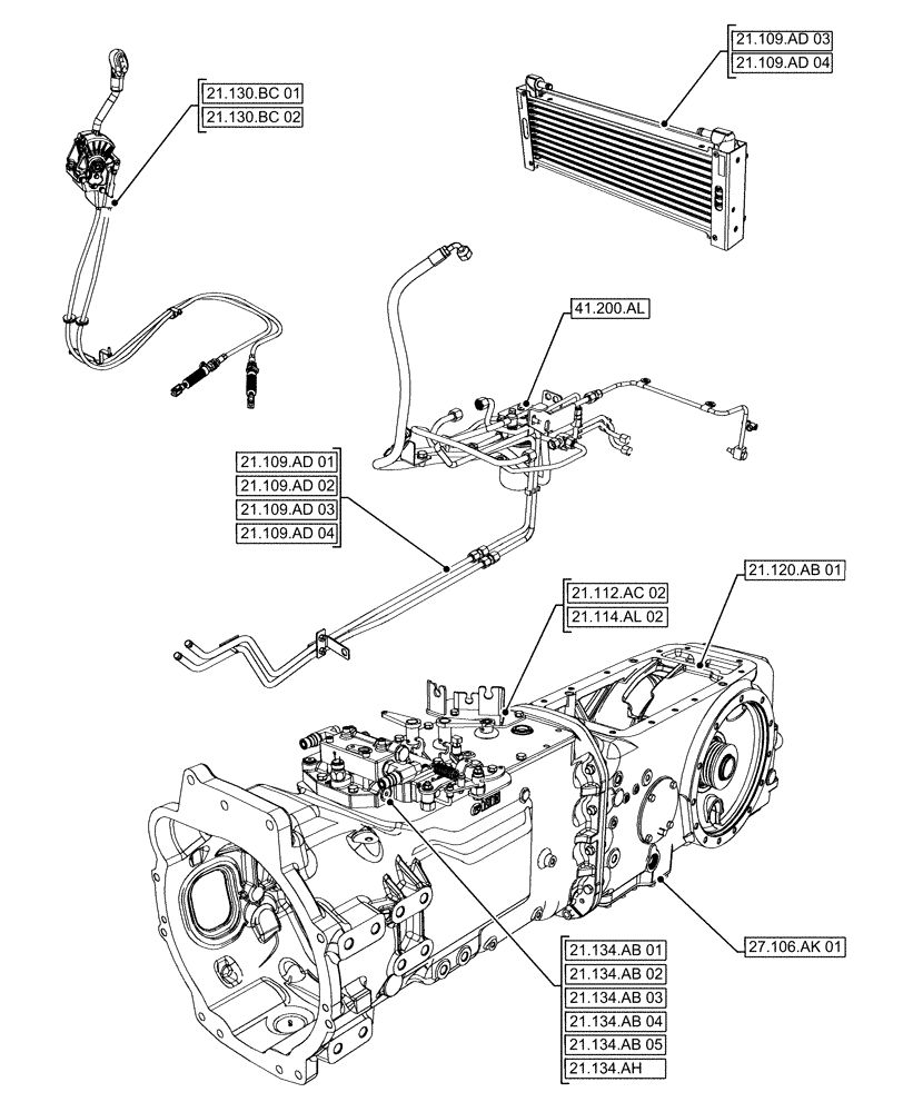 Схема запчастей Case IH FARMALL 110A - (21.000.00[02]) - PICTORIAL INDEX - TRANSMISSION (21) - TRANSMISSION