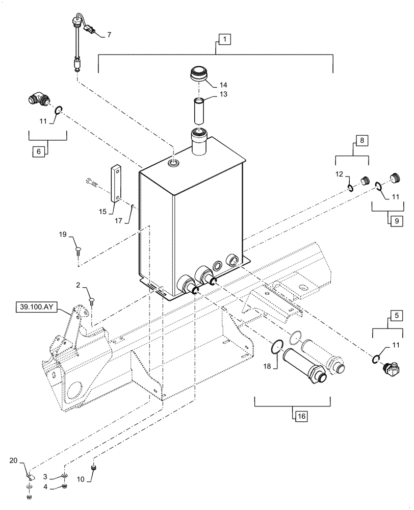 Схема запчастей Case IH WD2504 - (35.300.AQ) - HYDRAULIC FLUID RESERVOIR (35) - HYDRAULIC SYSTEMS