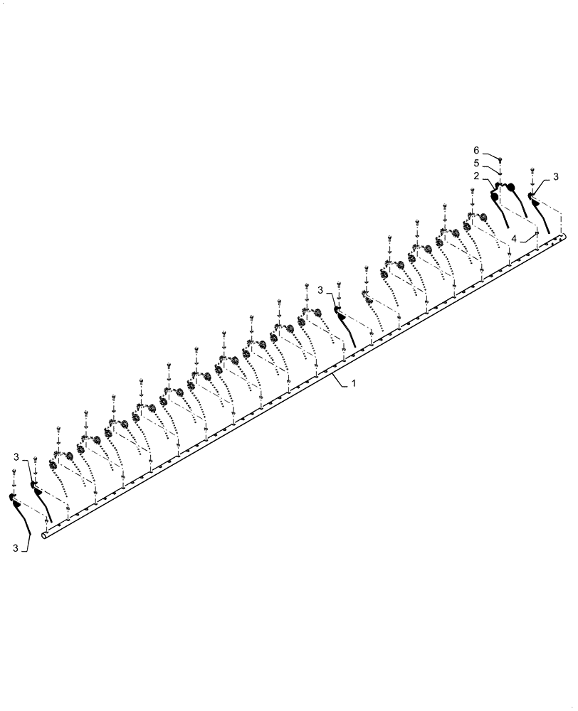 Схема запчастей Case IH 3162 - (60.101.07[06]) - REEL, TINE BAR, ASSY, RH 30FT, STEEL TINE ASN YEH050000 (60) - PRODUCT FEEDING