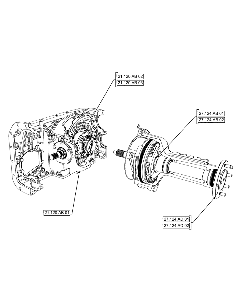 Схема запчастей Case IH FARMALL 110A - (00.000.27) - PICTORIAL INDEX - REAR DRIVE AXLE (00) - GENERAL & PICTORIAL INDEX