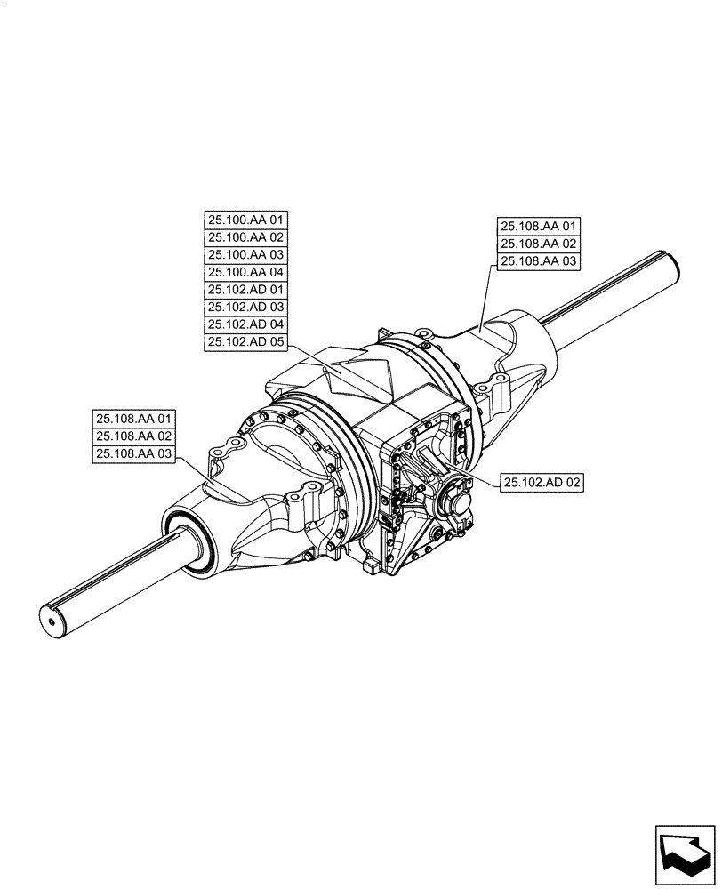 Схема запчастей Case IH STEIGER 420 - (25.000.00) - SECTION INDEX - FRONT AXLE SYSTEM (25) - FRONT AXLE SYSTEM