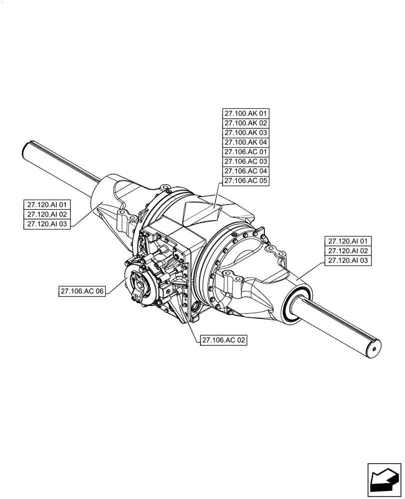 Схема запчастей Case IH STEIGER 420 - (27.000.00) - SECTION INDEX - REAR AXLE SYSTEM (27) - REAR AXLE SYSTEM