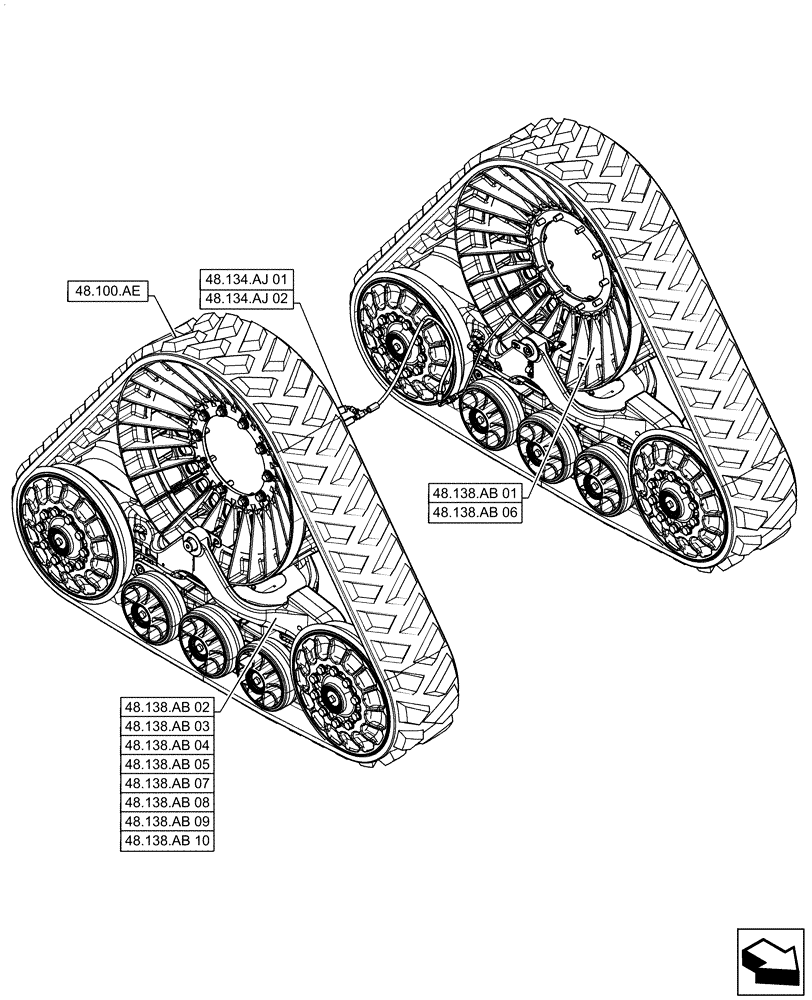 Схема запчастей Case IH QUADTRAC 500 - (00.000.48) - PICTORIAL INDEX - TRACKS & TRACK SUSPENSION (00) - GENERAL & PICTORIAL INDEX