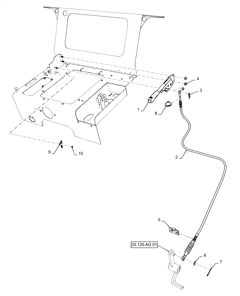 Схема запчастей Case IH FARMALL 35C - (33.110.AJ[01]) - PARKING BRAKE LEVER, MECH, FARMALL 35C , CAB (33) - BRAKES & CONTROLS
