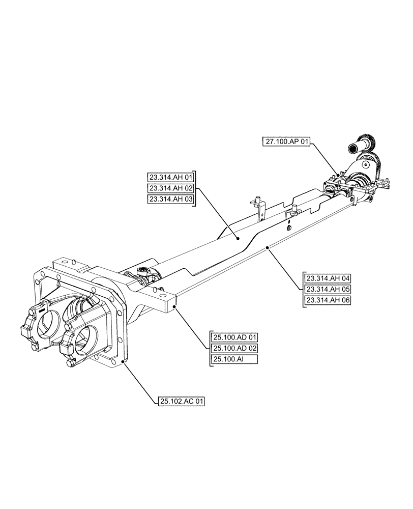 Схема запчастей Case IH FARMALL 110A - (00.000.23) - PICTORIAL INDEX - 4WD LINES (00) - GENERAL & PICTORIAL INDEX