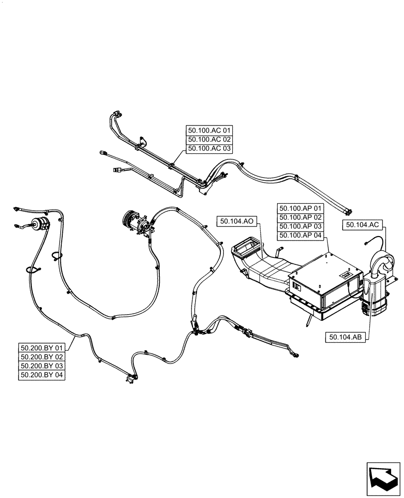 Схема запчастей Case IH STEIGER 420 - (50.000.00) - SECTION INDEX - CAB CLIMATE CONTROL (50) - CAB CLIMATE CONTROL