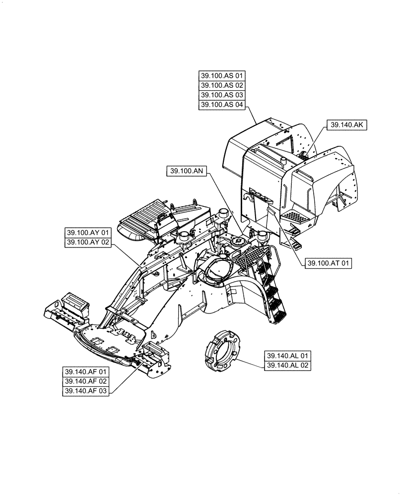 Схема запчастей Case IH STEIGER 620 - (39.000.00) - SECTION INDEX - FRAMES AND BALLASTING (39) - FRAMES AND BALLASTING