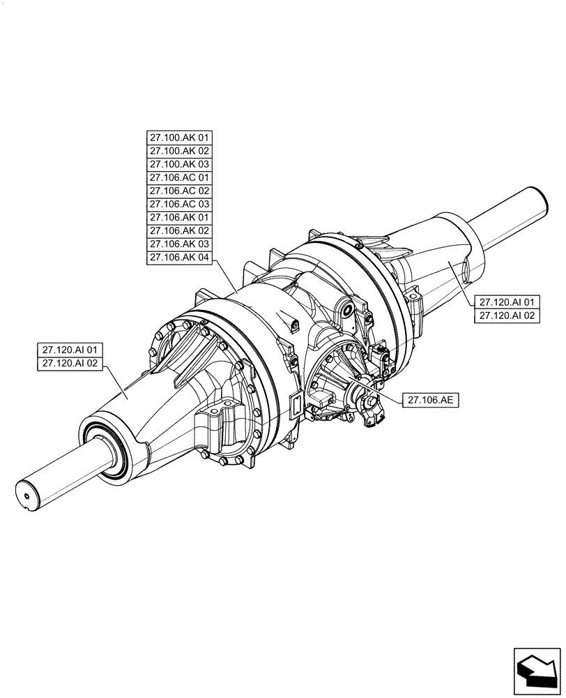 Схема запчастей Case IH STEIGER 500 - (27.000.00) - SECTION INDEX - REAR AXLE SYSTEM (27) - REAR AXLE SYSTEM