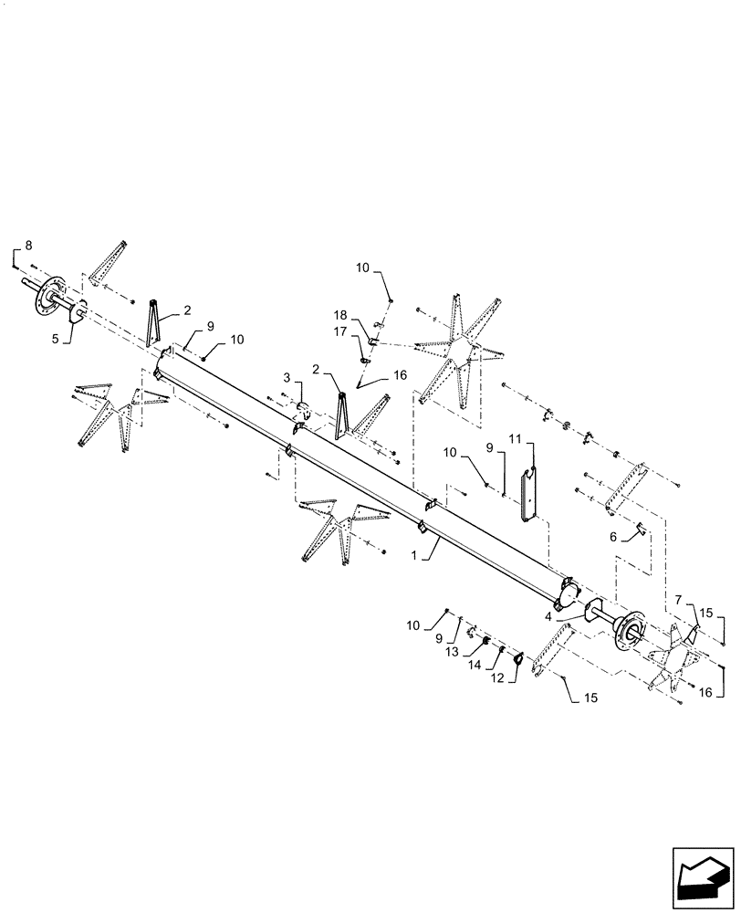 Схема запчастей Case IH 3152 - (60.101.07[03]) - REEL, ASSY, RH 30FT CENTER DOUBLE CAM, STEEL TINE, ASN YEH050000 (60) - PRODUCT FEEDING