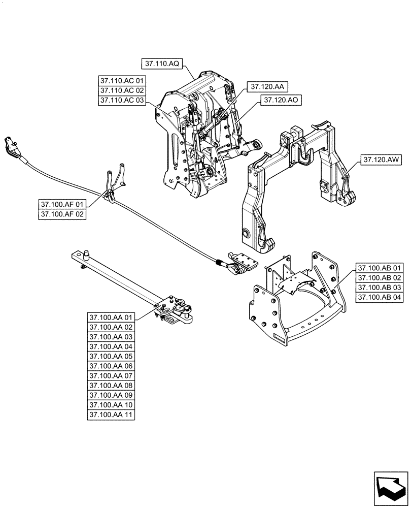 Схема запчастей Case IH STEIGER 420 - (37.000.00) - SECTION INDEX - HITCHES, DRAWBARS AND IMPLEMENT COUPLINGS (37) - HITCHES, DRAWBARS & IMPLEMENT COUPLINGS