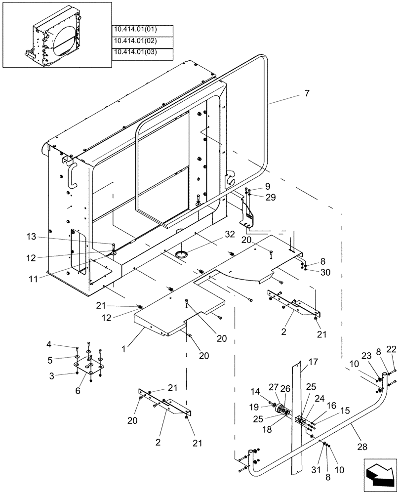 Схема запчастей Case IH 8010 - (10.414.06[03]) - PLATFORM & FAN BLADE, COOLING BOX - PIN HAJ202001 & AFTER - 8010 (10) - ENGINE