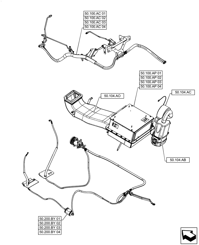 Схема запчастей Case IH QUADTRAC 540 - (50.000.00) - SECTION INDEX - CAB CLIMATE CONTROL (50) - CAB CLIMATE CONTROL
