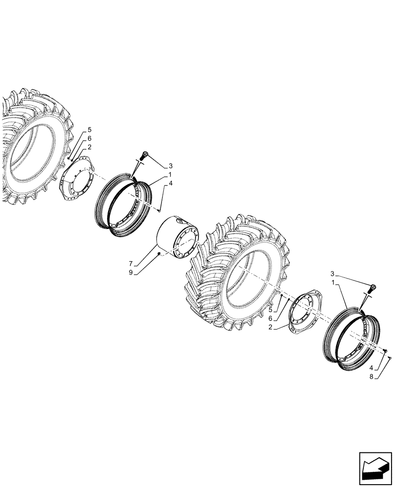 Схема запчастей Case IH OPTUM 300 CVT - (44.511.080) - VAR - 8872405 - DUAL, FRONT, WHEEL (DWW12X38) (44) - WHEELS