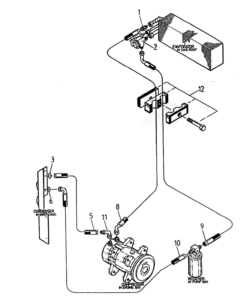 Схема запчастей Case IH 7700 - (B07-25B) - HYDRAULIC CIRCUIT (AIR CONDITIONER), SERIAL #7908 AND Hydraulic Components & Circuits