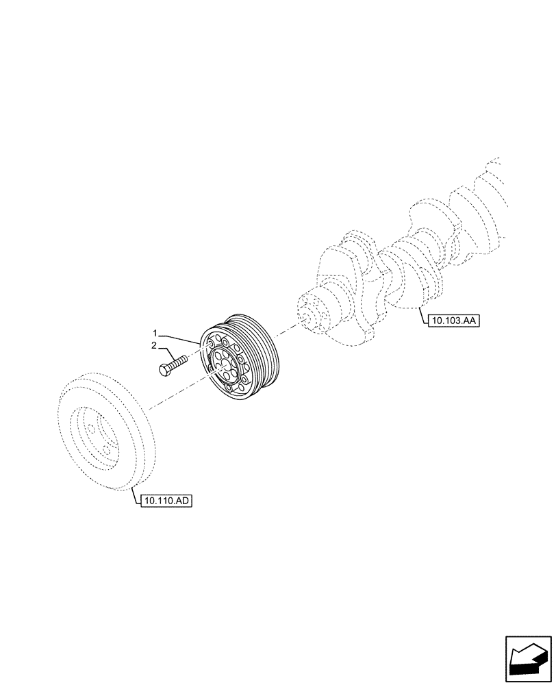 Схема запчастей Case IH F3JFE613A B005 - (10.103.AG) - CRANKSHAFT PULLEY (10) - ENGINE