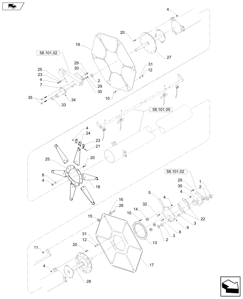 Схема запчастей Case IH 3020-25 - (58.101.04[02]) - PICKUP REEL, PLASTIC TINES (58) - ATTACHMENTS/HEADERS
