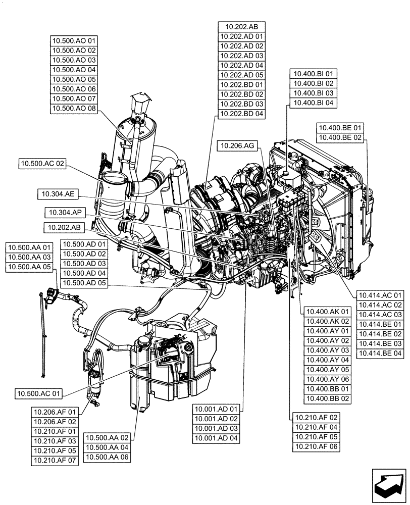 Схема запчастей Case IH QUADTRAC 540 - (10.000.00) - SECTION INDEX - ENGINE (10) - ENGINE