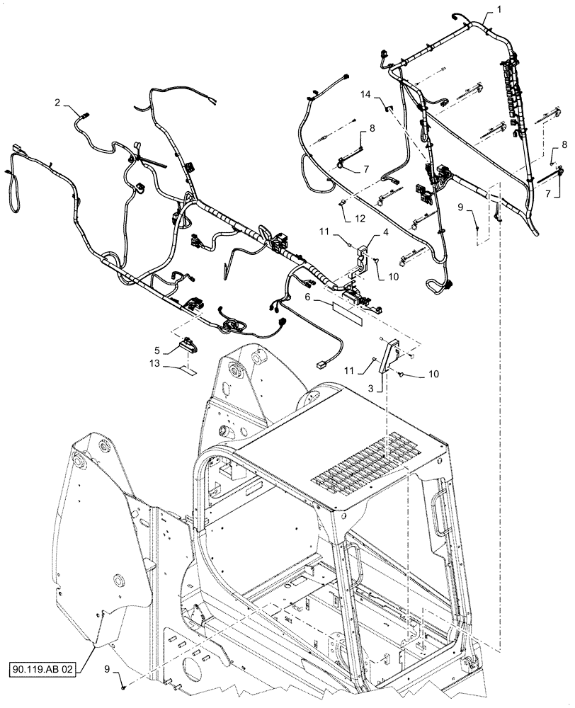Схема запчастей Case IH SR220 - (55.101.AC[02]) - WIRE HARNESS & CONNECTOR, MECHANICAL CONTROLS, OPEN CAB (20-MAY-2015 & PRIOR) (55) - ELECTRICAL SYSTEMS