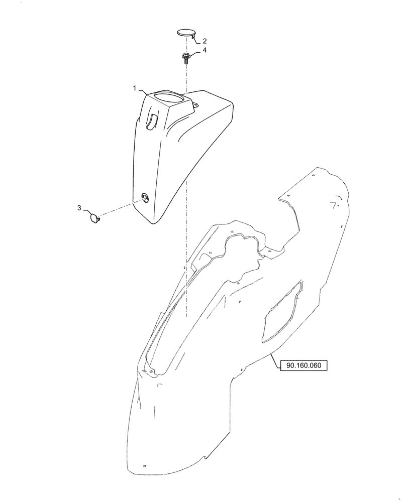 Схема запчастей Case IH FARMALL 40C - (90.160.020) - JOYSTICK, COVER (90) - PLATFORM, CAB, BODYWORK AND DECALS