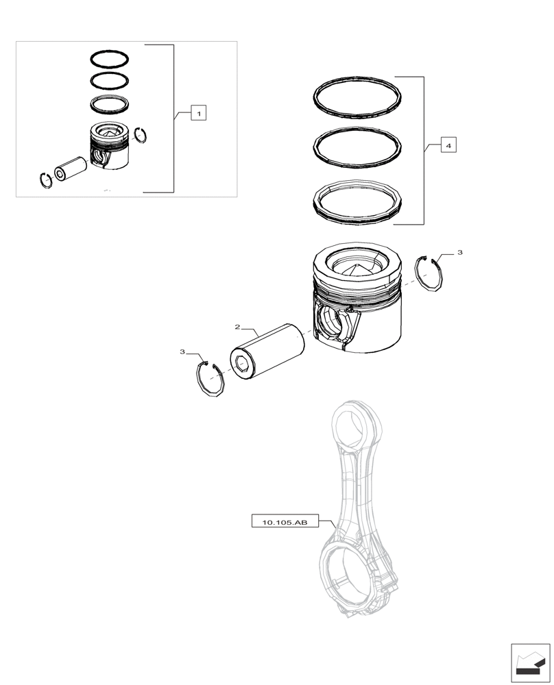 Схема запчастей Case IH F4HFP613B H005 - (10.105.AG) - PISTON (10) - ENGINE