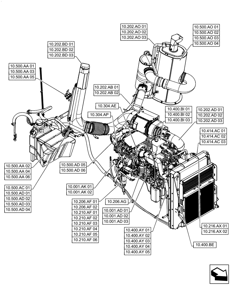Схема запчастей Case IH STEIGER 370 - (10.000.00) - SECTION INDEX - ENGINE (10) - ENGINE