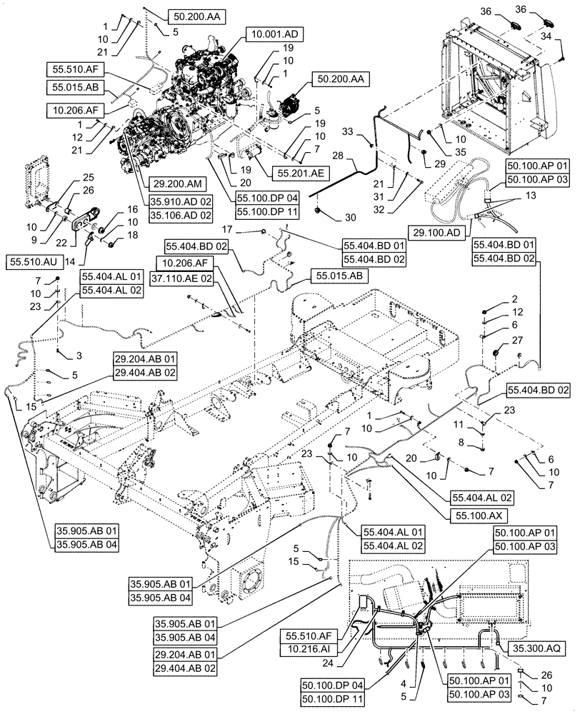 Схема запчастей Case IH WD1204 - (55.100.BZ[01]) - REAR FRAME ELECTRIC SYSTEM CONTROL (55) - ELECTRICAL SYSTEMS