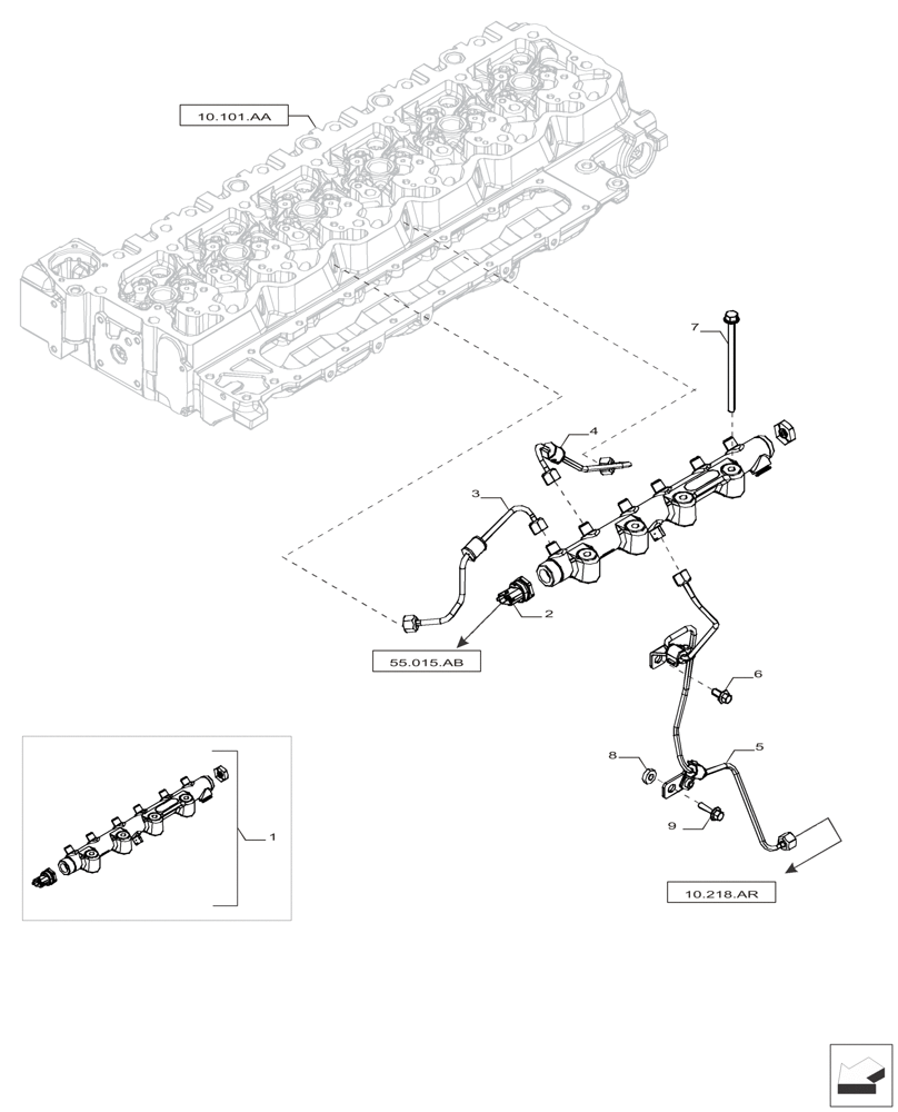 Схема запчастей Case IH F4HFP613B H005 - (10.218.AI[01]) - FUEL LINE (10) - ENGINE