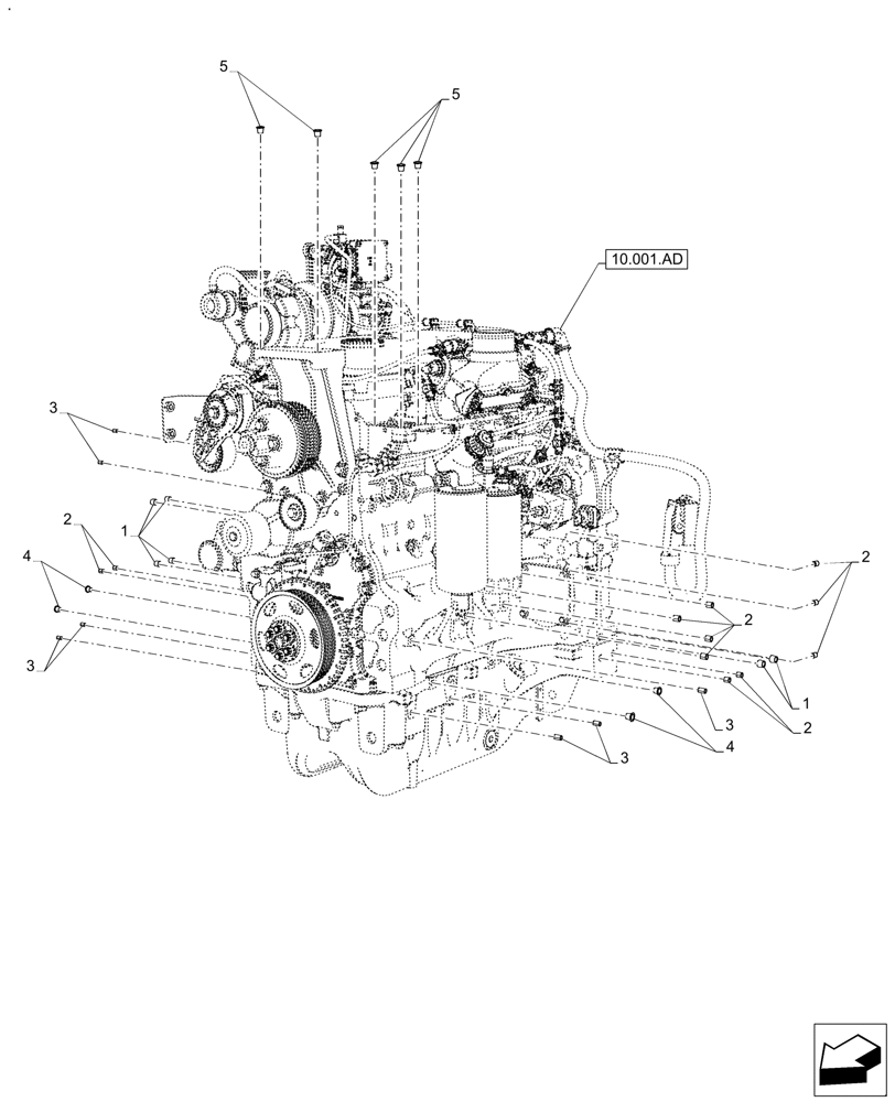 Схема запчастей Case IH FARMALL 110A - (10.001.AF) - VAR - 391265 - ENGINE, PLUGS (10) - ENGINE