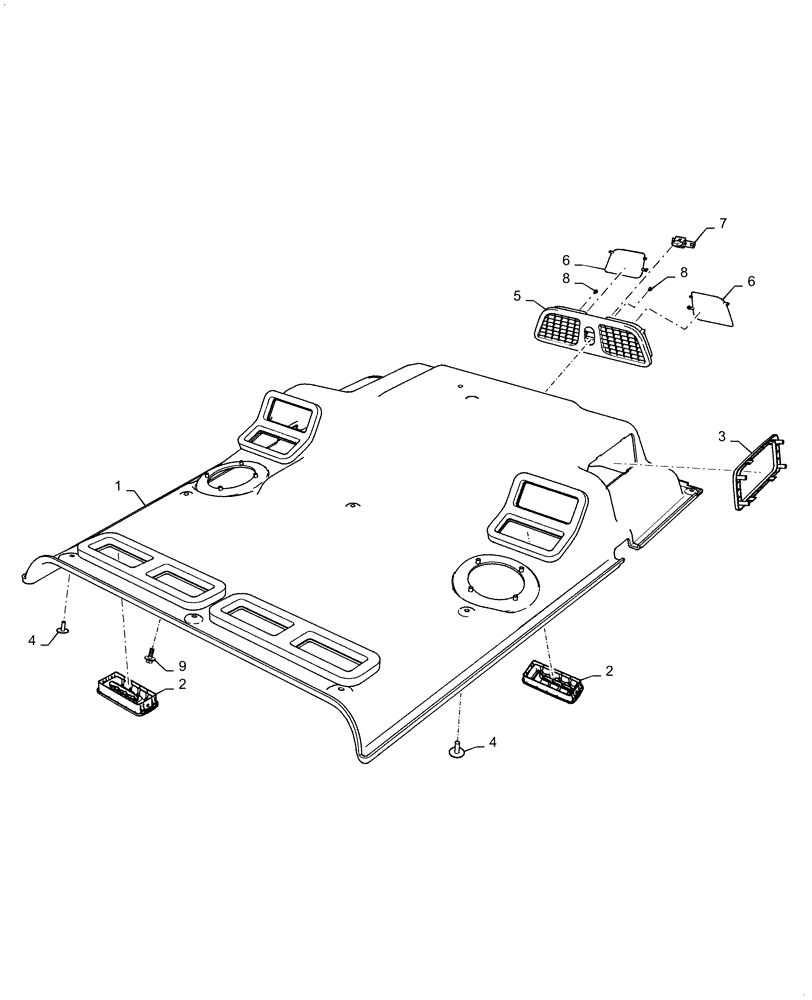 Схема запчастей Case IH FARMALL 40C - (90.160.AX) - CAB HEADLINER (90) - PLATFORM, CAB, BODYWORK AND DECALS